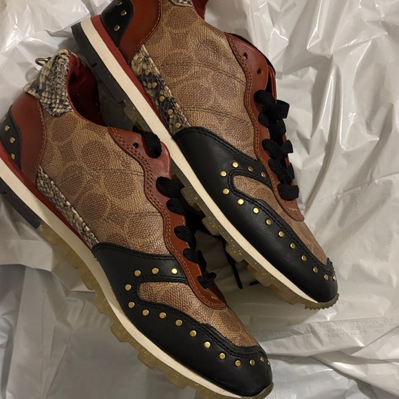 Coach Brown and Tan Patterned Sneakers - Picture 4 of 6
